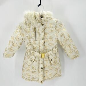 BabyDoll hold cream fur trimmed hood belt buckle waist Y2K kids sz 6x